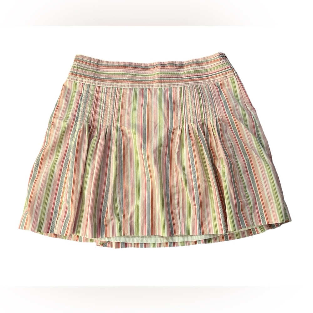 J. Crew Striped A-Line Skirt in Pastel Pink, Green, Yellow, Blue